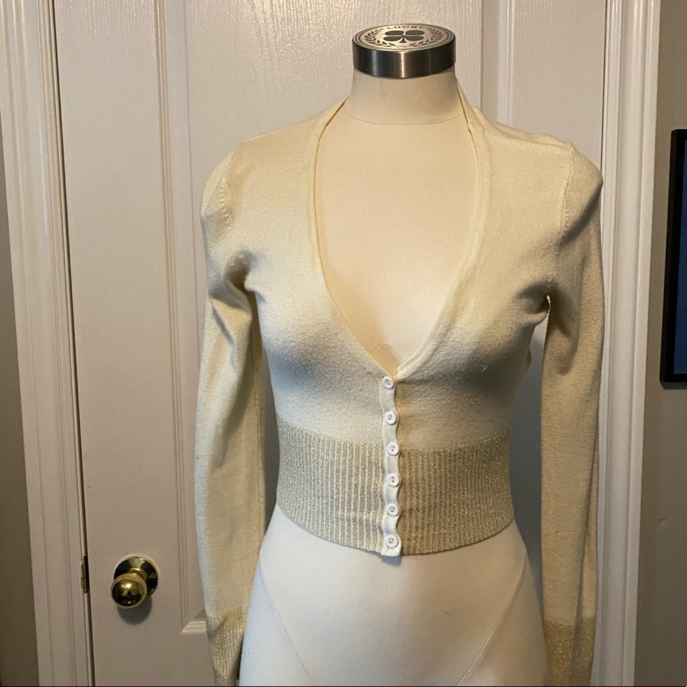 Urban Behaviour white button cardigan with gold